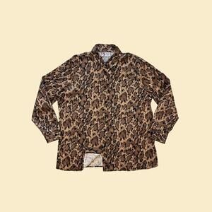 Vintage 90s animal print blouse Maggie Sweet, size L to XL brown & black top
